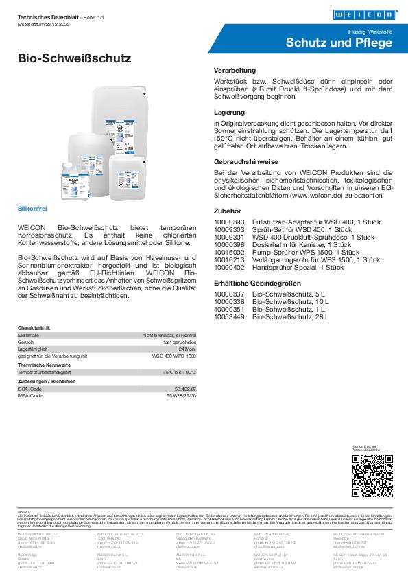 Bio-Schweißschutz 10l Kanister WEICON