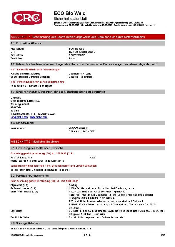 Schweißtrennmittel ECO BIO WELD 500 ml Spraydose CRC 12 Dosen