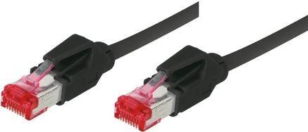 Patchkabel S/FTP, PiMF, Cat 6, schwarz, 3.0 m halogenfrei, mit Draka-Kabel und Hirosesteckern TM21 (bisherige