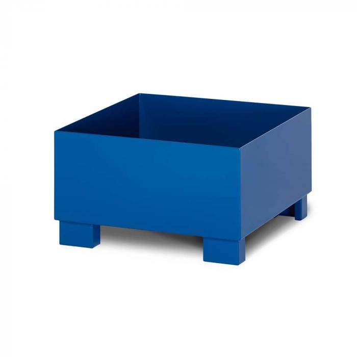Auffangwanne Typ RWO-1 aus Stahl - ohne Gitterrost - passend für 1x 200 Liter Fass - Unterfahrhöhe 100 mm - RAL 5010 enzianblau