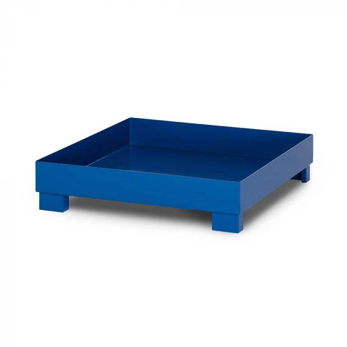 Auffangwanne Typ RWO-4 aus Stahl - ohne Gitterrost - passend für 4x 200 Liter Fass - Unterfahrhöhe 100 mm - RAL 5010 enzianblau