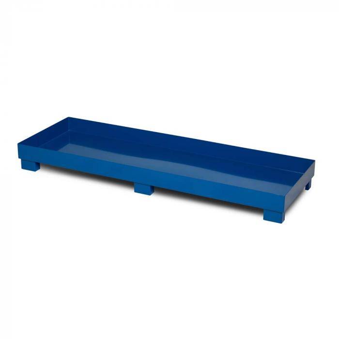 Auffangwanne Typ RWO-4R aus Stahl - ohne Gitterrost - passend für 4x 200 Liter Fass - Unterfahrhöhe 100 mm - RAL 5010 enzianblau