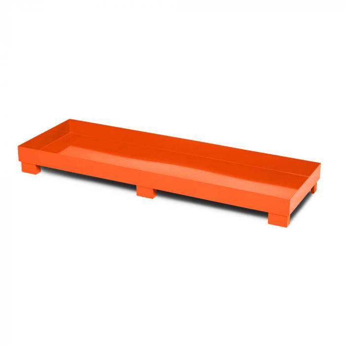 Auffangwanne Typ RWO-4R aus Stahl - ohne Gitterrost - passend für 4x 200 Liter Fass - Unterfahrhöhe 100 mm - RAL 2004 reinorange