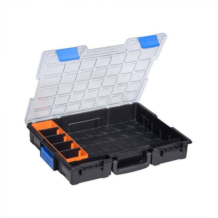 Profi-Kleinteilekoffer EuroPlus Pro K 44.76/7 - Kunststoff - Außenmaße (BxTxH) 440x355x76 mm - mit Clips - schwarz