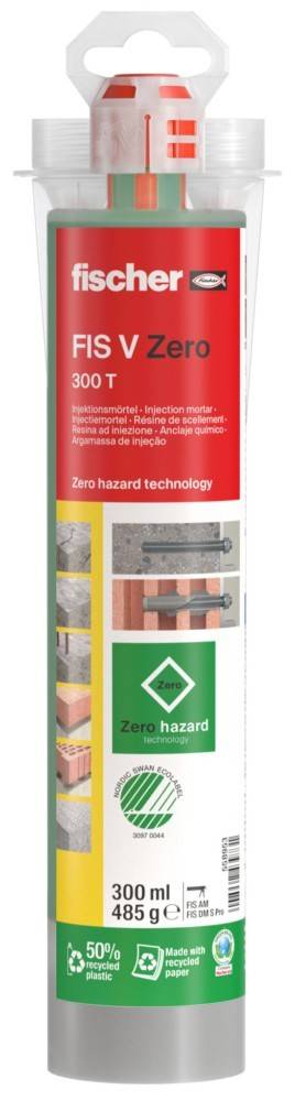 Eine Produktetikette, die einen Injektionsmörtel mit dem Text 