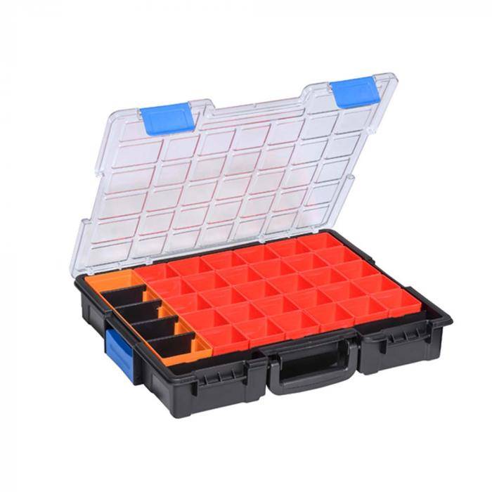 Profi-Kleinteilekoffer EuroPlus Pro K 44.76/36 - Kunststoff - Außenmaße (BxTxH) 440x355x76 mm - mit Clips - schwarz
