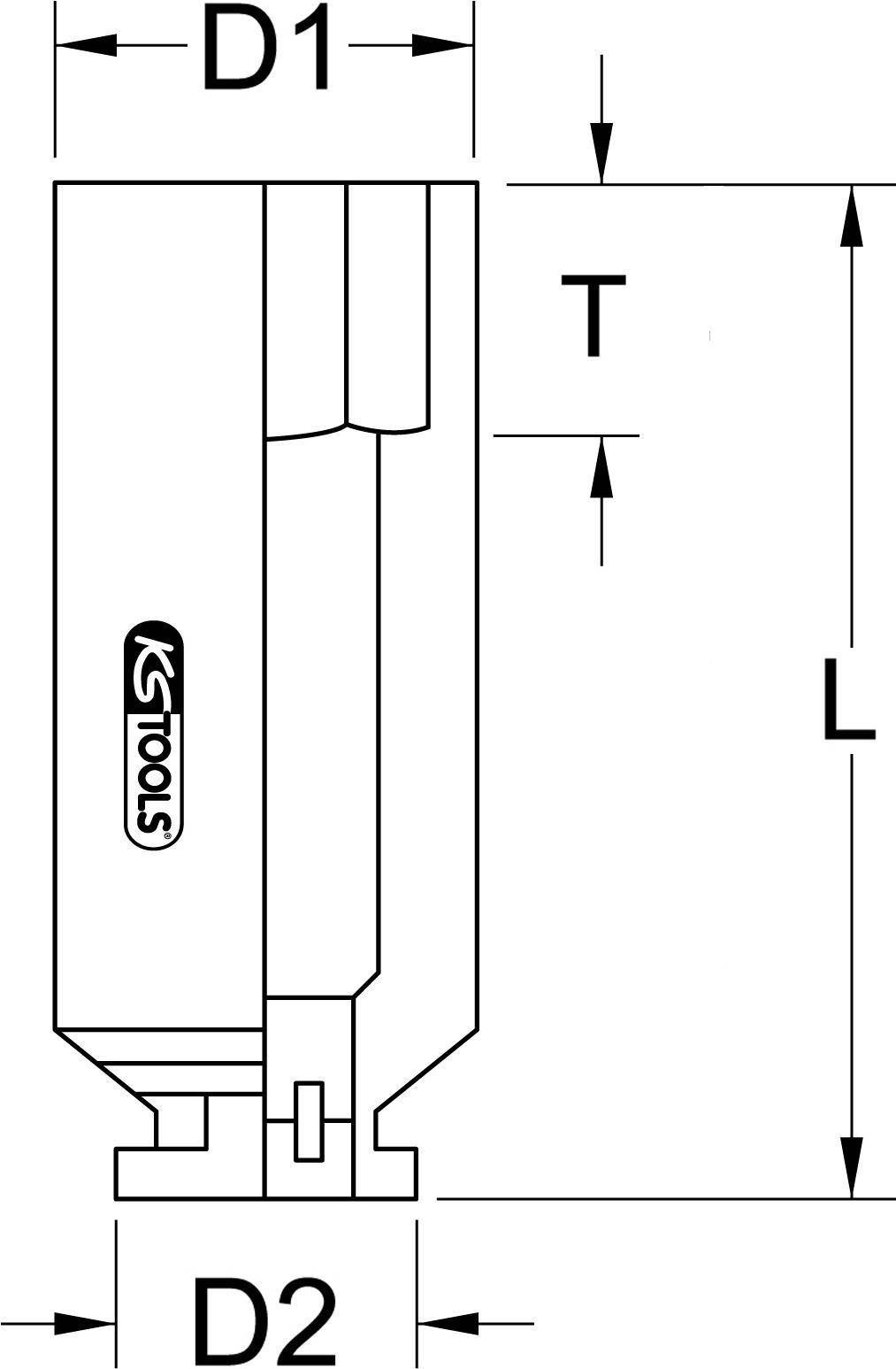 KS TOOLS 2,50cm (1'') Sechskant-Kraft-Stecknuss, lang, 46mm (515.1846)