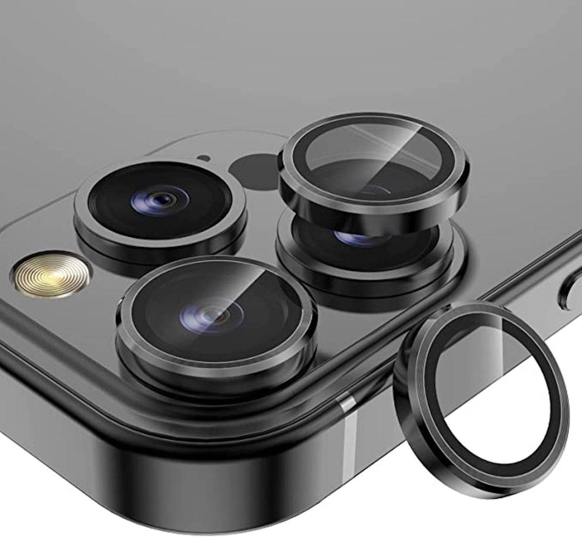 Metal Ring Camera Tempered Glas Film für Apple iPhone 14 Pro Max / 14 Pro Panzer Zubehör Glas Schwarz