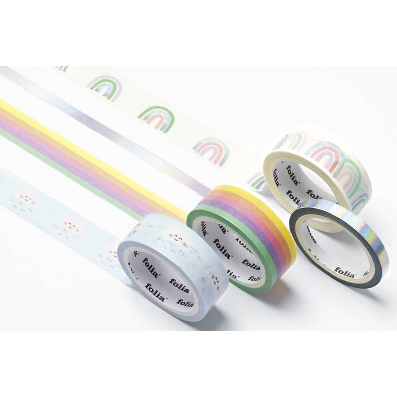 folia Deko-Klebeband Washi-Tape HOTFOIL RAINBOW CLOUDS, 4er