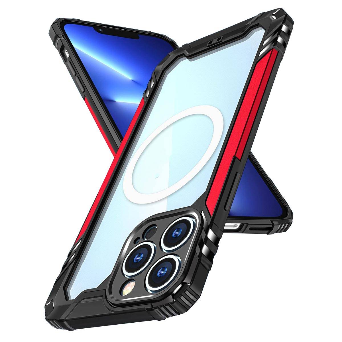 Für Apple iPhone 14 Pro Max Electroplating TPU Hülle Tasche Schutz Rot