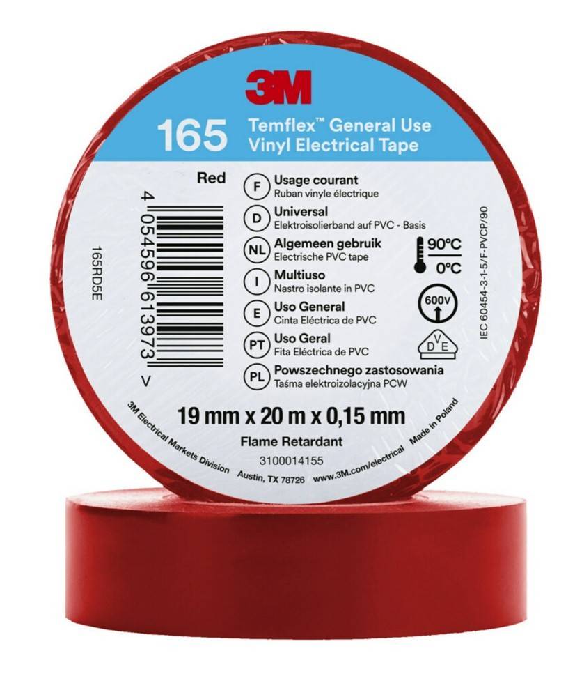 3M Deutschland PVC Elektro-Isolierband Temflex165 rot19X20