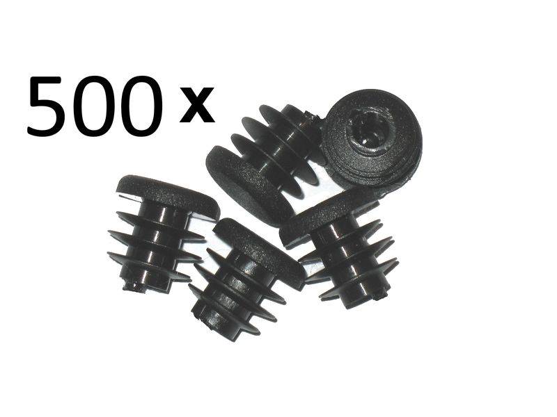 Packung 500 Stück - Lamellenstopfen Rundrohrstopfen Ø 18 mm (Außen) Stopfen SCHWARZ