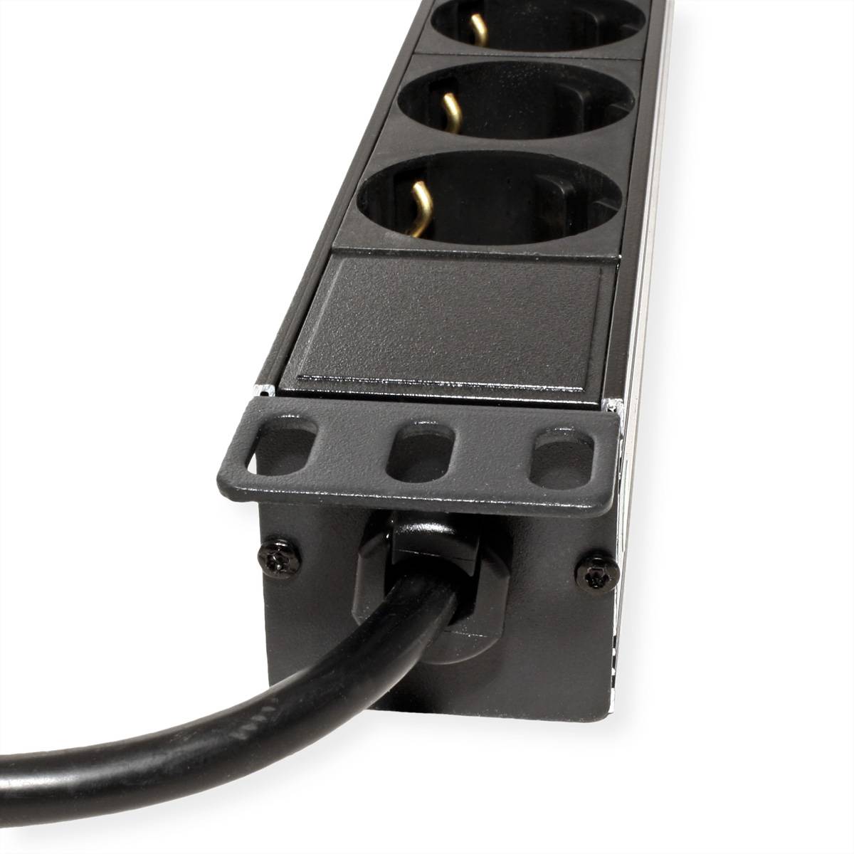 VALUE 19-Zoll-Steckdosenleiste 8fach, 1 HE, Schutzkontakt-Stecker, 1,8 m