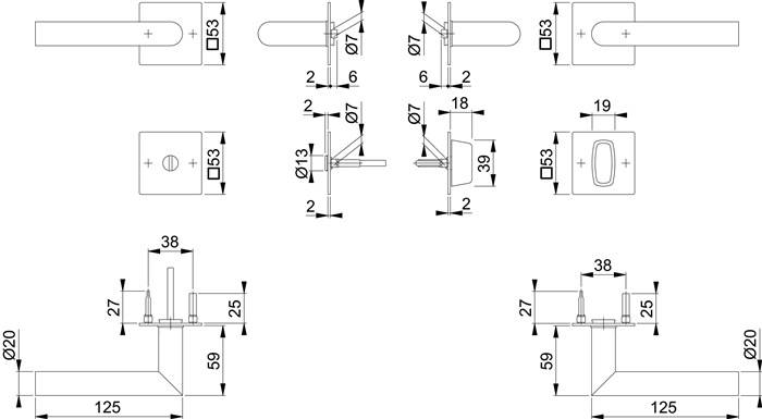 Rosettengrt.Ams.E1400Z/848N/848NS VA F9714M Gehrung SK/OL DIN L/R HOPPE