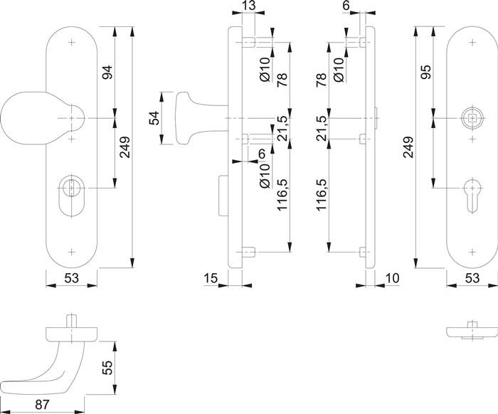 Schutzgarnitur E86G/3332ZA/3310 VA F69 72mm 37-47mm HOPPE