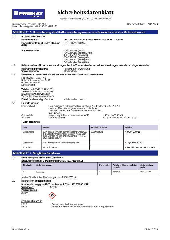 Forstmarkierspray neonpink 500 ml 6 Stück