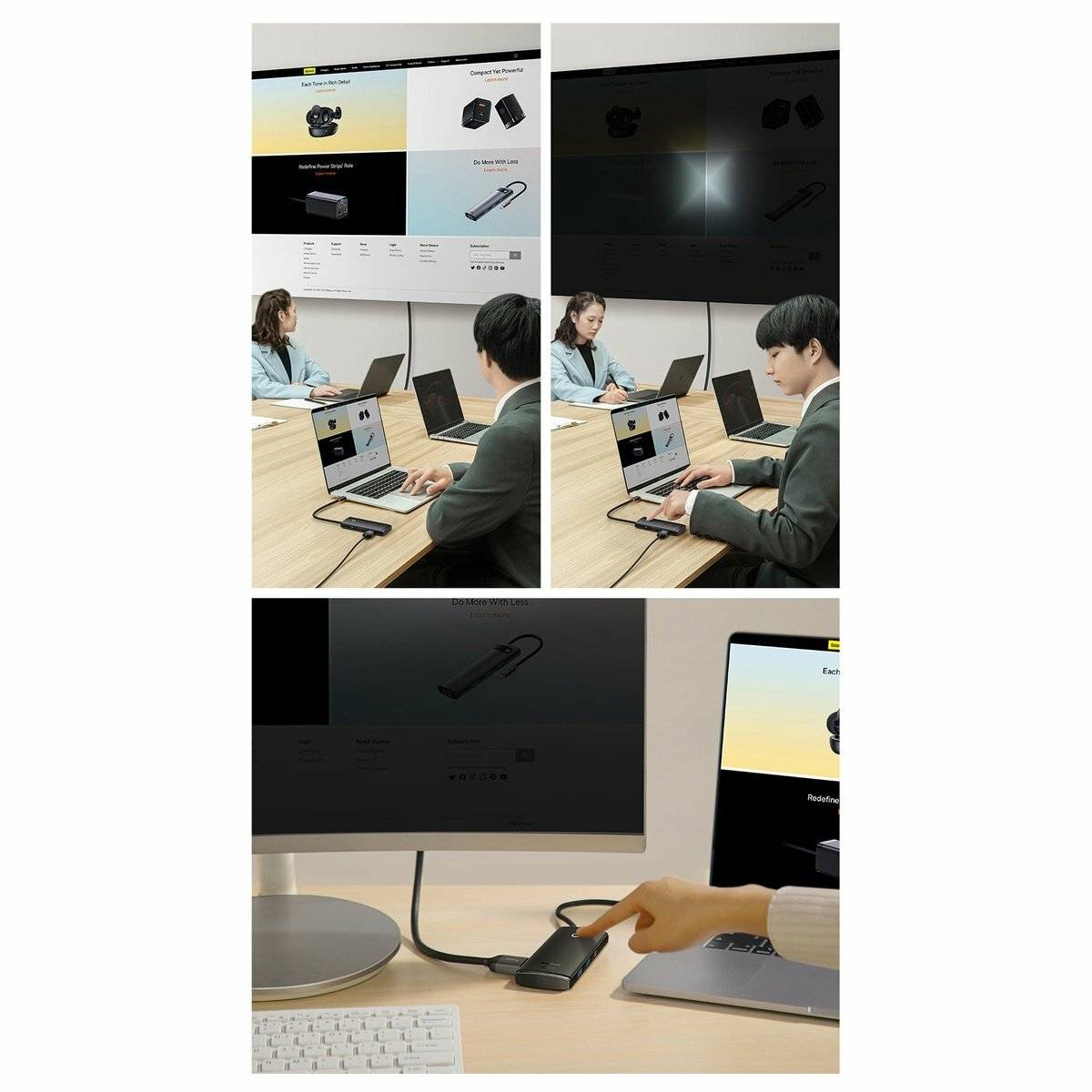 Baseus Lite Series Hub 6w1 USB-C auf 2x USB 3.0 + USB-C PD + HDMI + SD/TF (schwarz)