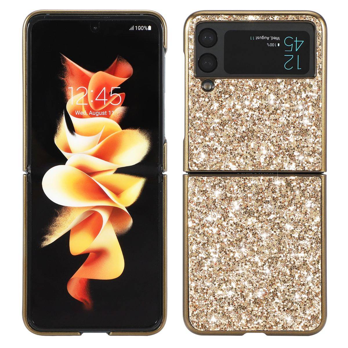 Für Samsung Galaxy Z Flip4 5G Glitzer Diamant Design Kunststoff TPU Cover Handy Tasche Hülle Etuis Gold
