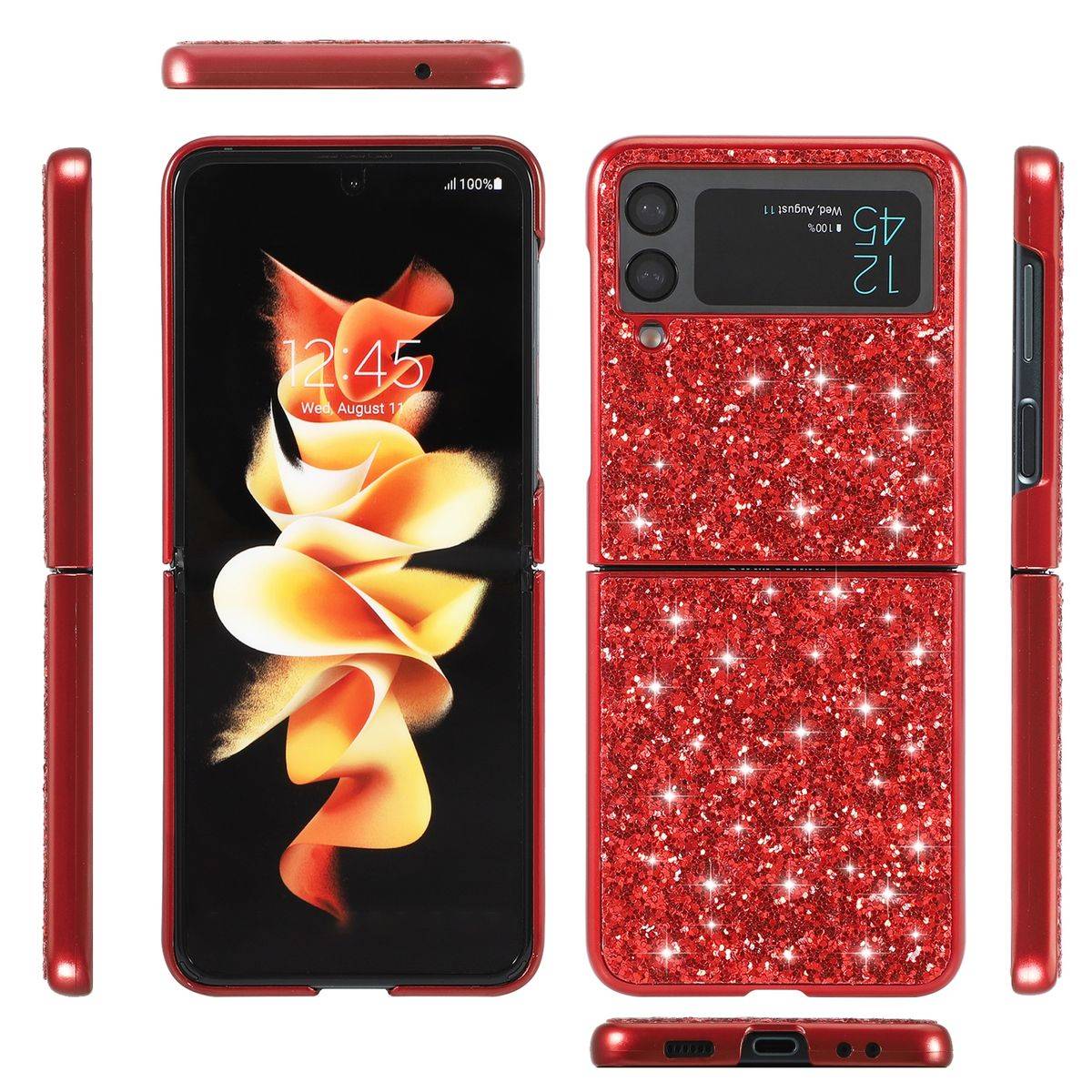 Für Samsung Galaxy Z Flip4 5G Glitzer Diamant Design Kunststoff TPU Cover Handy Tasche Hülle Etuis Pink