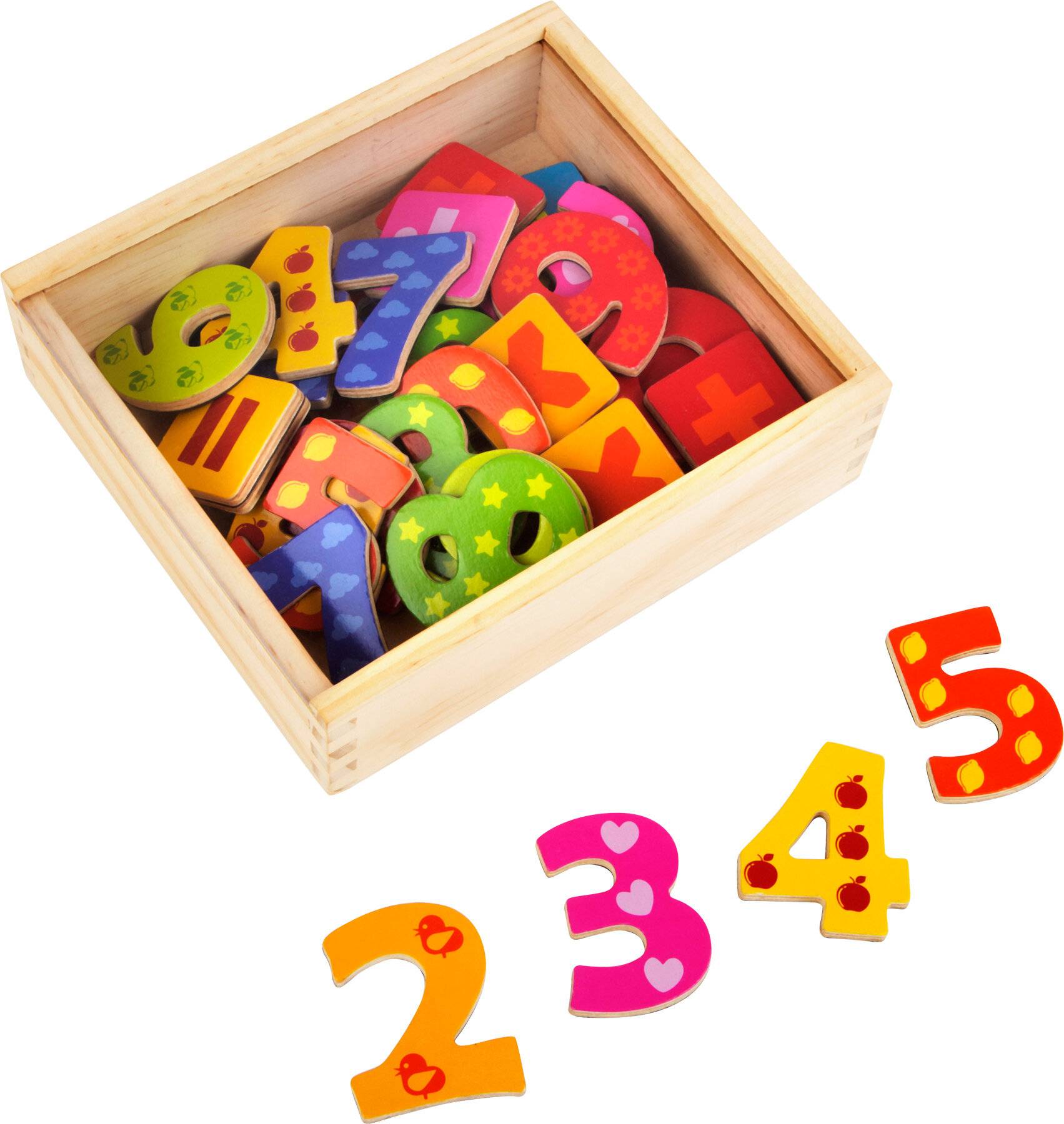 small foot Magnet Holzkiste aus Holz, mit 40 Teilen zum Rechnen und Zahlen Lernen, fü r Kinder ab 3 Jahren, 10731, Groß