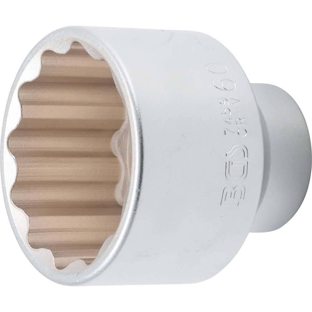 Steckschlüssel-Einsatz Zwölfkant - Chrom-Vanadium-Stahl - Antrieb Innenvierkant 20 mm (3/4") - SW 60 mm - Bruttogewicht 1000 g