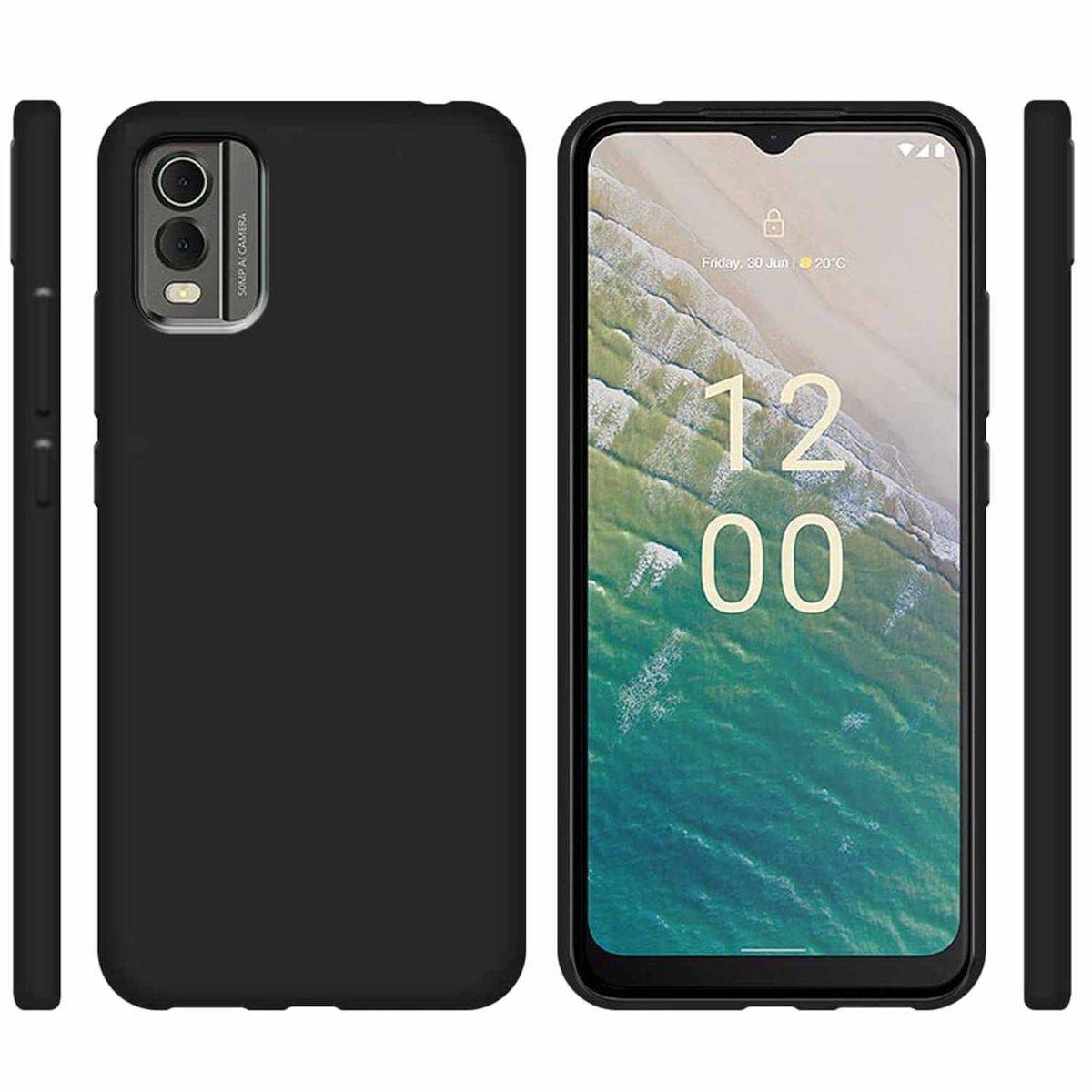 Für Nokia C32 Silikoncase TPU Schutz Schwarz Handy Tasche Hülle Cover Etui Neu