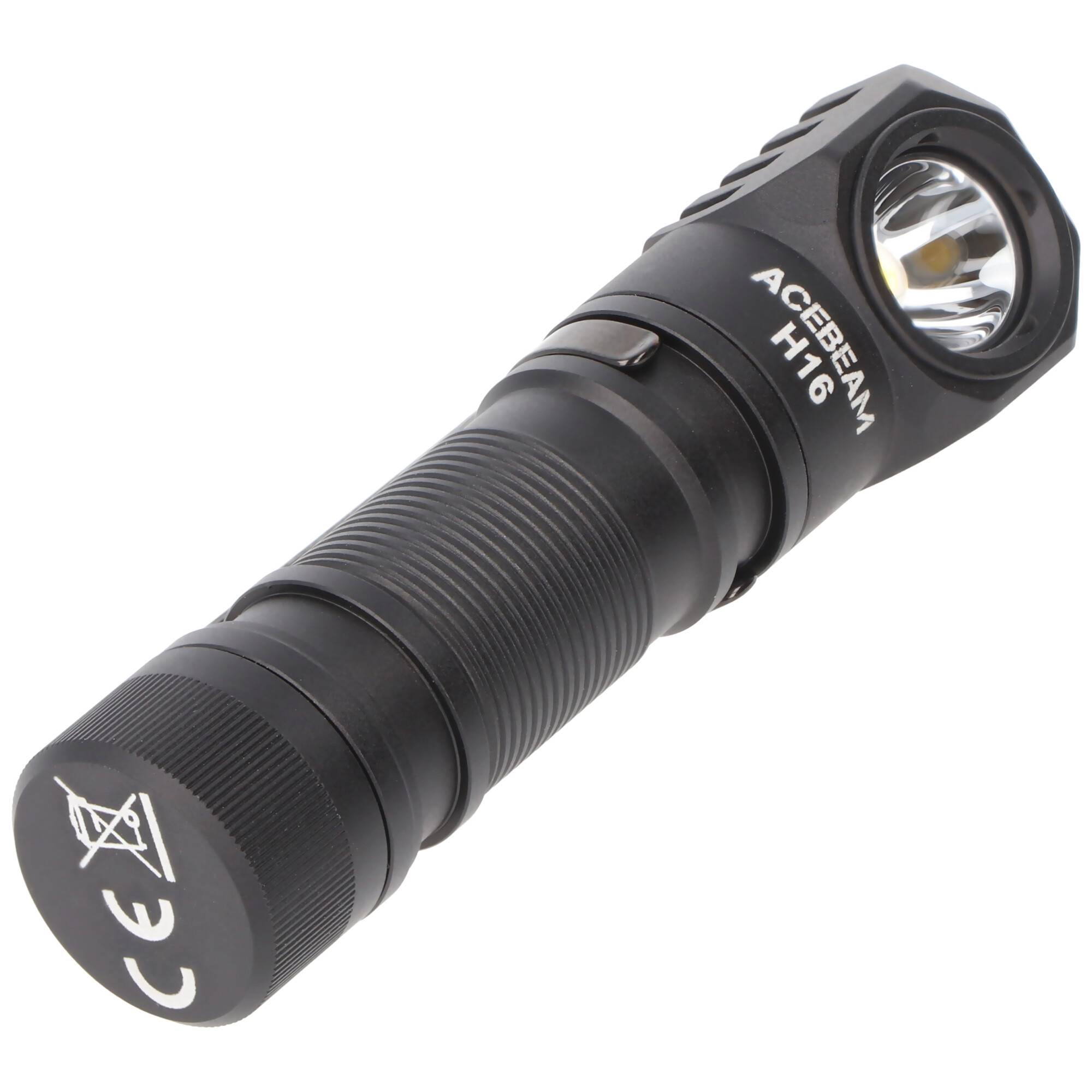 AceBeam H16 LED Stirnlampe mit max. 650 Lumen, 5.000K neutralweiß mit schwarzem Gehäuse, reflektierendes Kopfband, inklu