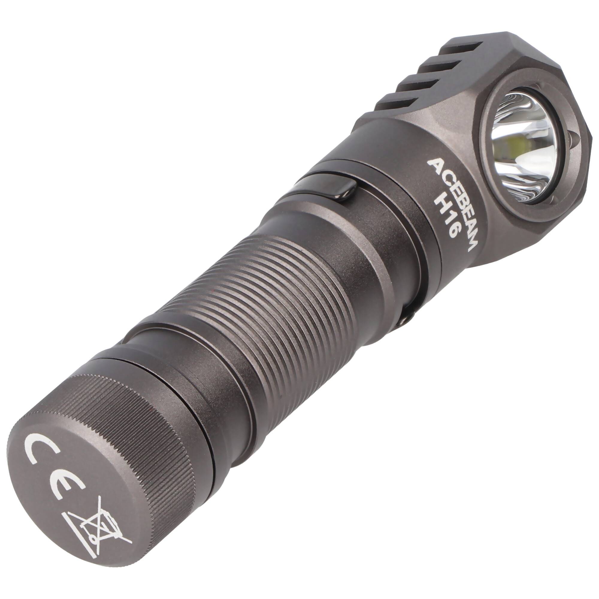 AceBeam H16 LED Stirnlampe mit max. 1.000 Lumen, 6.500K kaltweiß mit grauem Gehäuse, reflektierendes Kopfband, inklusive