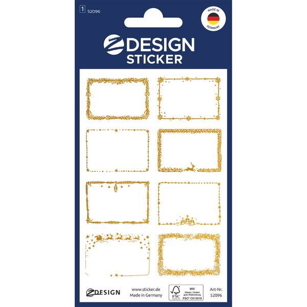 Sticker Weihnachten Papier geprägt 1 Bogen Motiv Rechtecke