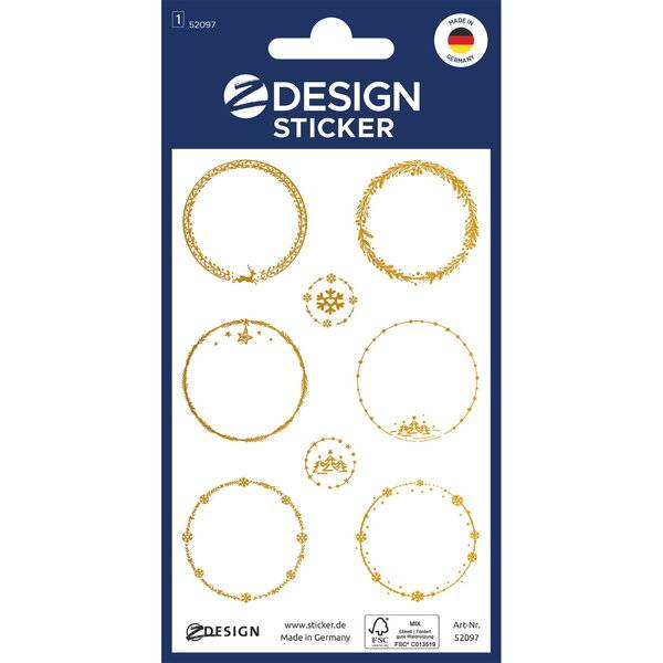 Sticker Weihnachten Papier geprägt 1 Bogen Motiv Oval