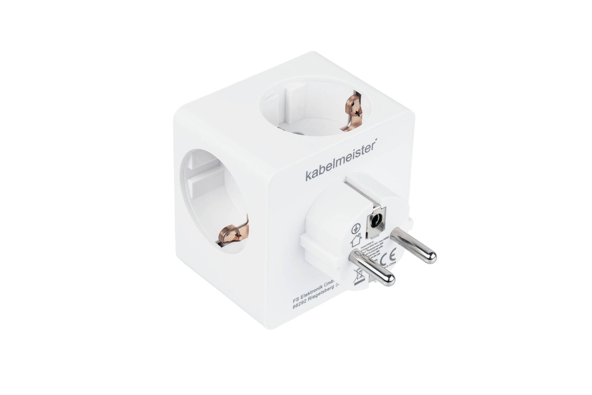 Steckdosenwürfel mit 3x Schutzkontakt-Buchse, USB-C™ (20W, PD 3.0) und USB-A Buchse (18W), weiß