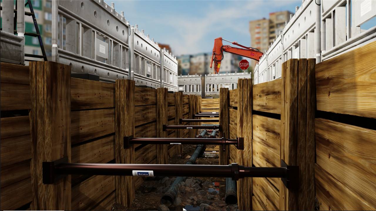 Schake Kanalstrebe "Perfekt", Ø 60 mm, DIN 4124, 4 Längen | Größe: Gr. 4 2,4m - 3,00m - 80,80kn - 75