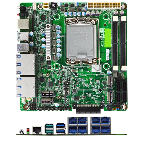 Jetway MI23-Q670 Mini-ITX (Intel 12./13th Gen. LGA1700, 4x SATAIII RAID, 8x 2.5GbE LAN) Jetway MI23-Q670 Mini-ITX (Intel 12./13th Gen. LGA1700, 4x SATAIII RAID, 8x 2.5GbE LAN)