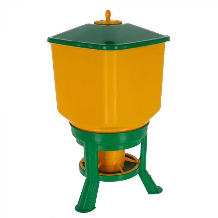 Futterautomat - mit Standfüßen - Kunststoff - 30 l - gelb/grün