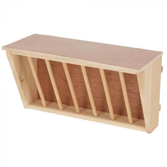 Heuraufe - mit Sitzbrett - Holz - Länge 37 cm - Breite 17 cm - Höhe 20 cm