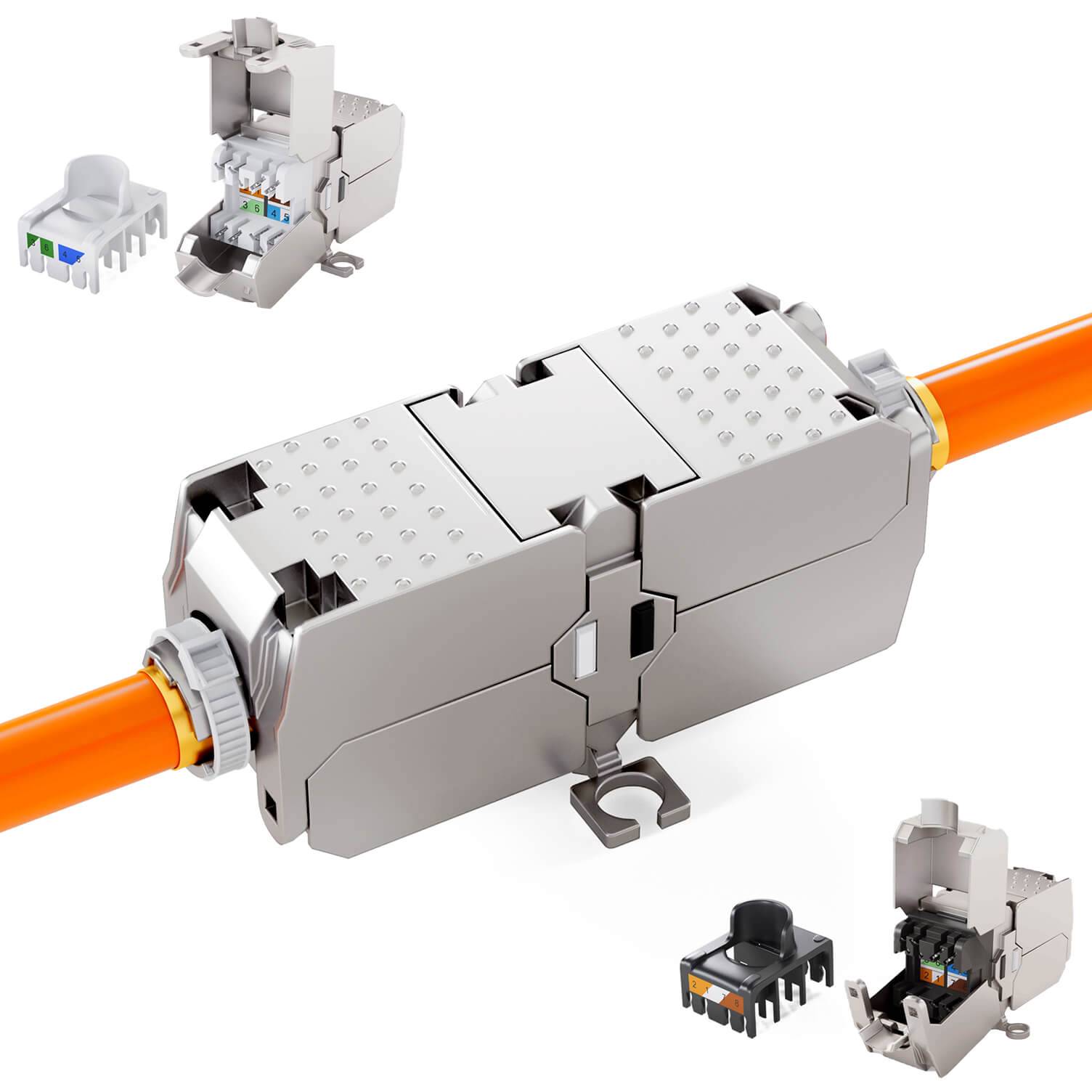 hb-digital Netzwerkkabel Verbinder LSA CAT 6a Patchkabelkupplung werkzeuglos