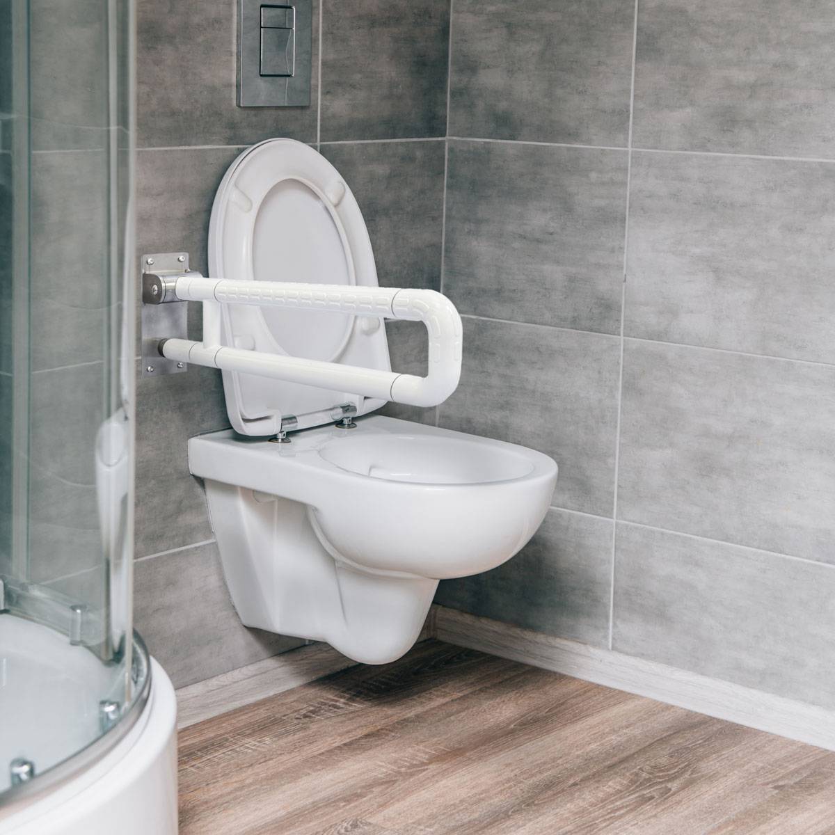 WC Haltegriff 60x20cm Bad Stützgriff Behinderte Senioren Klappbar Weiß