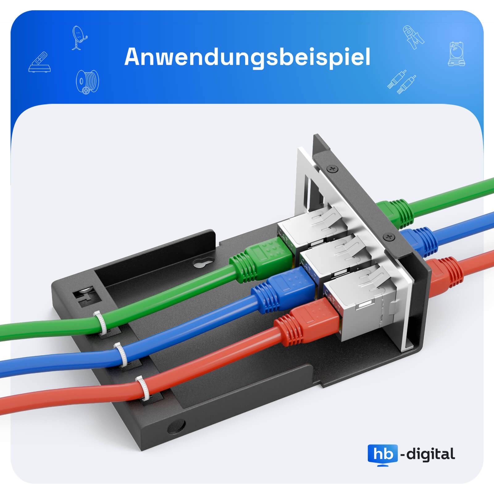 hb-digital Keystone LAN Kabel Verbinder CAT 7 Netzwerkkabel Adapter Steckverbinder