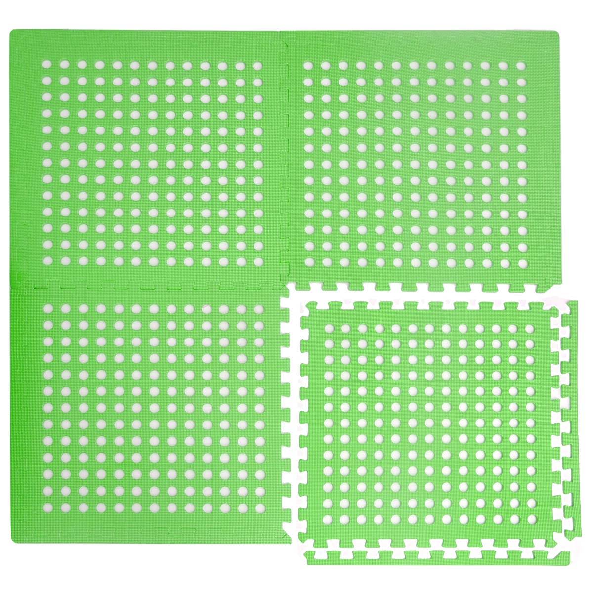 1cm DICKE Poolmatte Bodenmatte 1,59qm Bodenfolie Bodenfliese Unterlage für Pool Robustes Stecksystem mit Lüftung rutschfest Grün