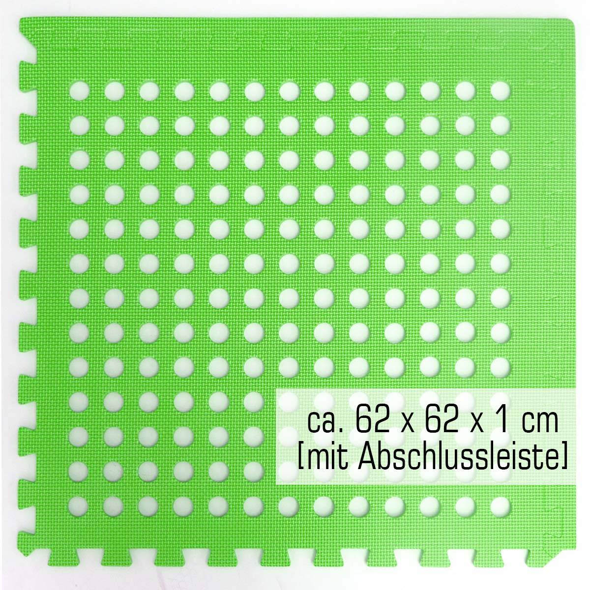 1cm DICKE Poolmatte Bodenmatte 1,59qm Bodenfolie Bodenfliese Unterlage für Pool Robustes Stecksystem mit Lüftung rutschfest Grün
