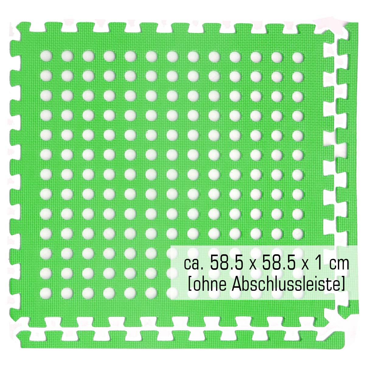 1cm DICKE Poolmatte Bodenmatte 1,59qm Bodenfolie Bodenfliese Unterlage für Pool Robustes Stecksystem mit Lüftung rutschfest Grün