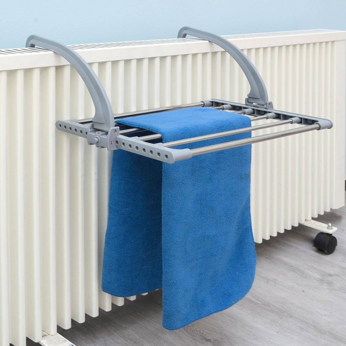 klappbarer Wäschetrockner aus Edelstahl f. Heizung Balkon Fernsterbank Handtuchhalter Universaltrockner Wandtrockner m. verstellbarer Tiefe