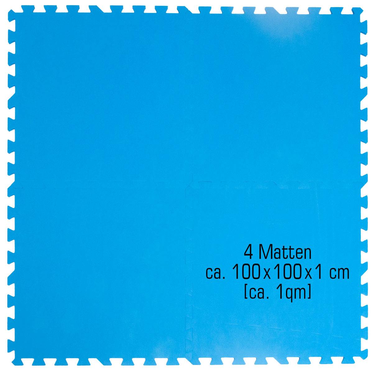 1cm DICKE Poolmatte 4er Set Bodenmatte 1qm Bodenfliesen Bodenfolie Unterlage für Pool Robustes erweiterbares Stecksystem Blau