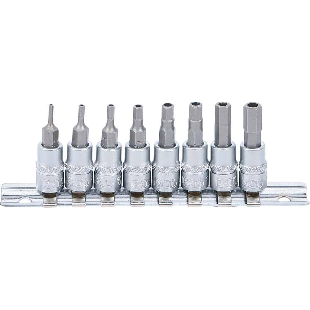 Bit-Einsatz-Satz - 8-teilig - Chrom-Vanadium-Stahl - Antrieb Innenvierkant 6,3 mm (1/4") - Innensechskant mit Bohrung 2 bis 7 mm