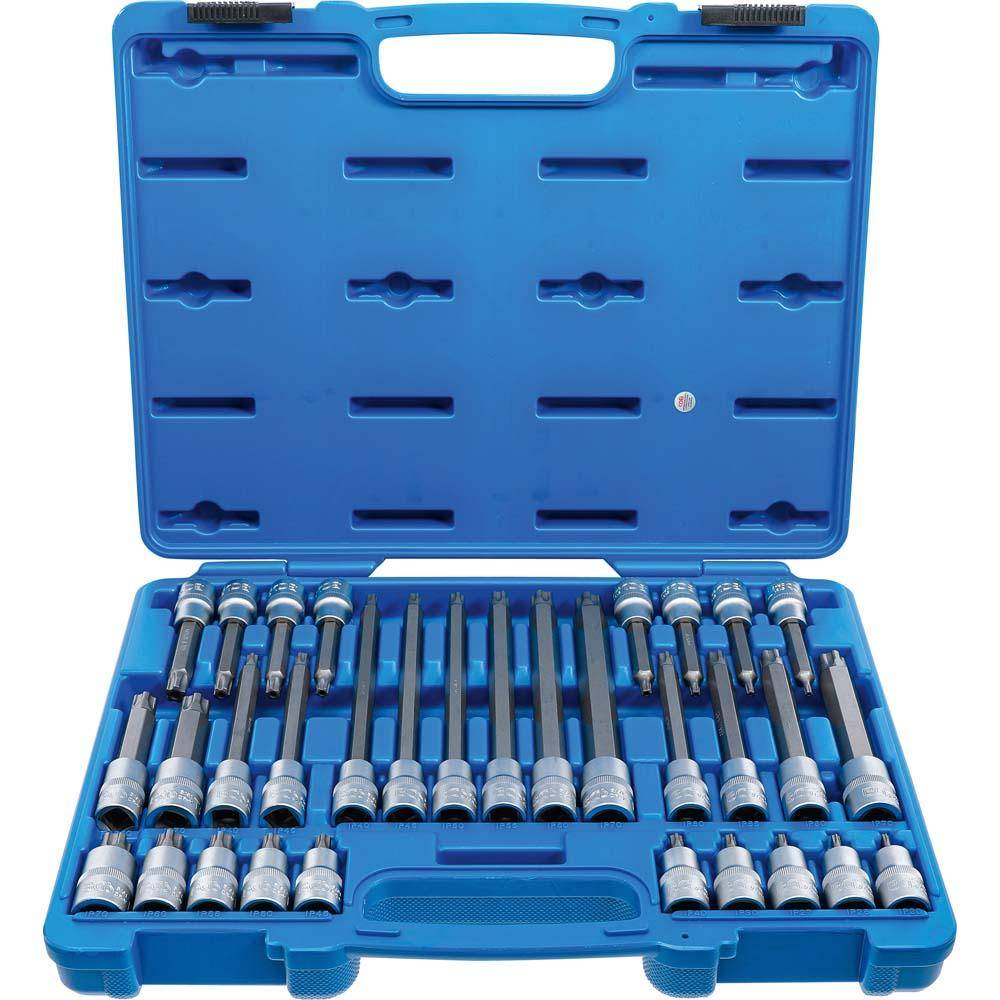 Bit-Einsatz-Satz - Antrieb Innenvierkant 12,5 mm (1/2") - TPS-Profil (für Torx Plus) mit Bohrung TPS20 bis TPS70 - 32-tlg.