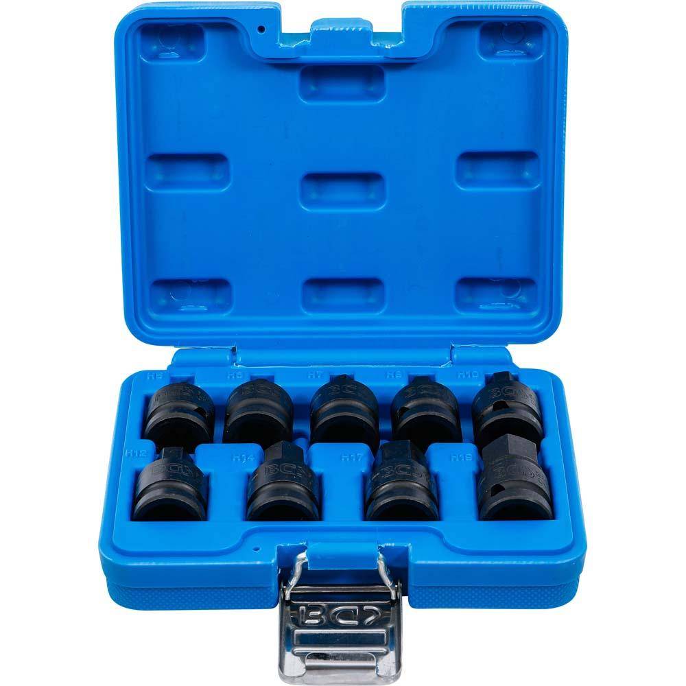 Kraft-Bit-Einsatz-Satz - 9-teilig - Antrieb Innenvierkant 12,5 mm (1/2") - Innensechskant 5 bis 19 mm
