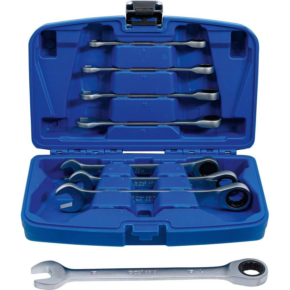 Ratschenring-Maulschlüssel-Satz - 8-teilig - Chrom-Vanadium-Stahl - SW 8 bis 19 mm