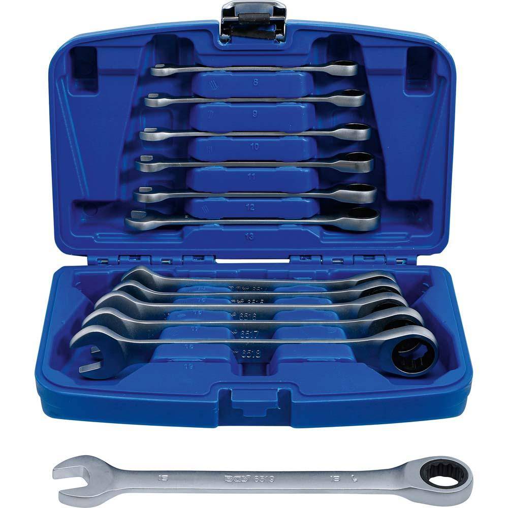 Ratschenring-Maulschlüssel-Satz - 12-teilig - Chrom-Vanadium-Stahl - SW 8 bis 19 mm