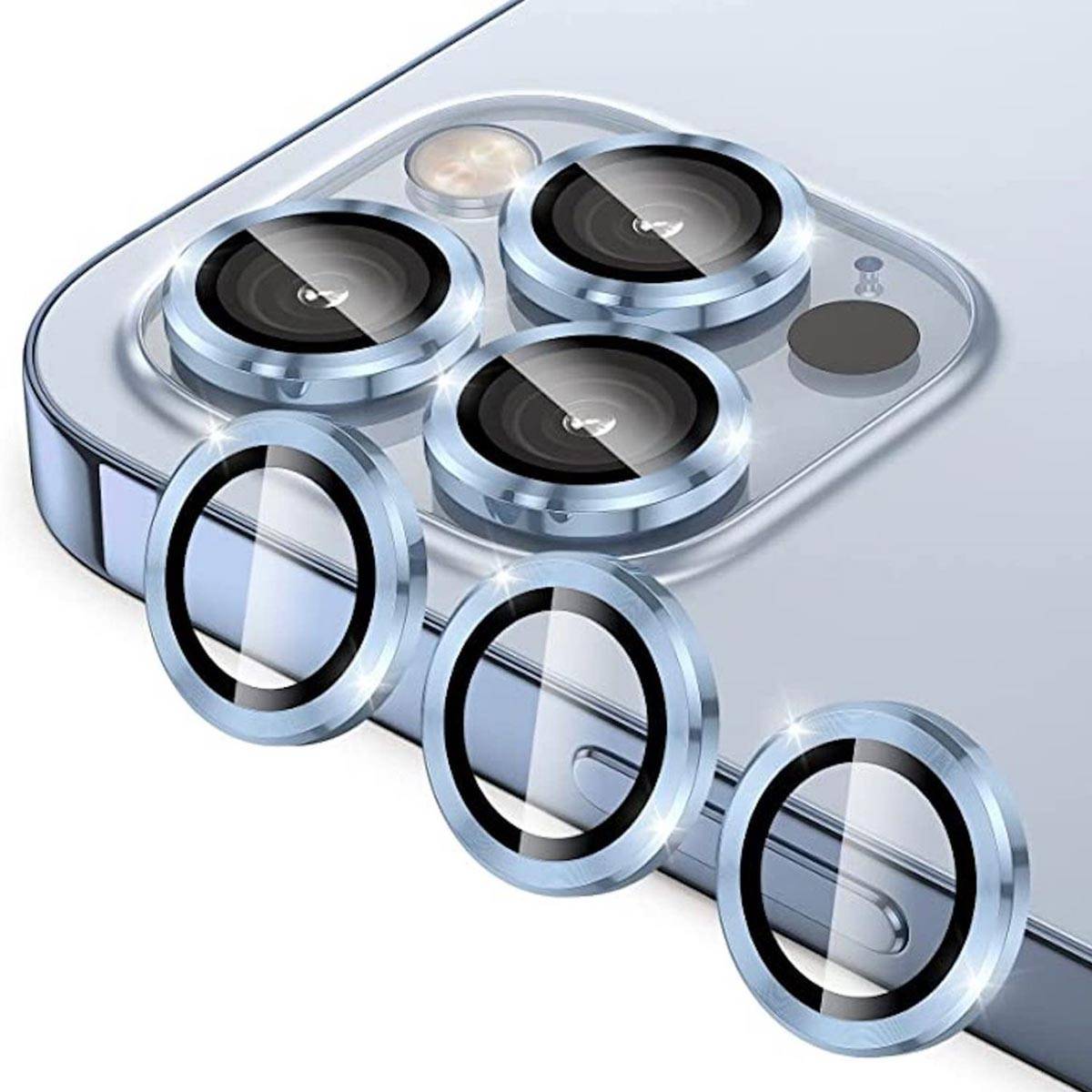 Für Apple iPhone 15 Pro / Pro Max Schutzglas Kamera Linse H9 Hellblau