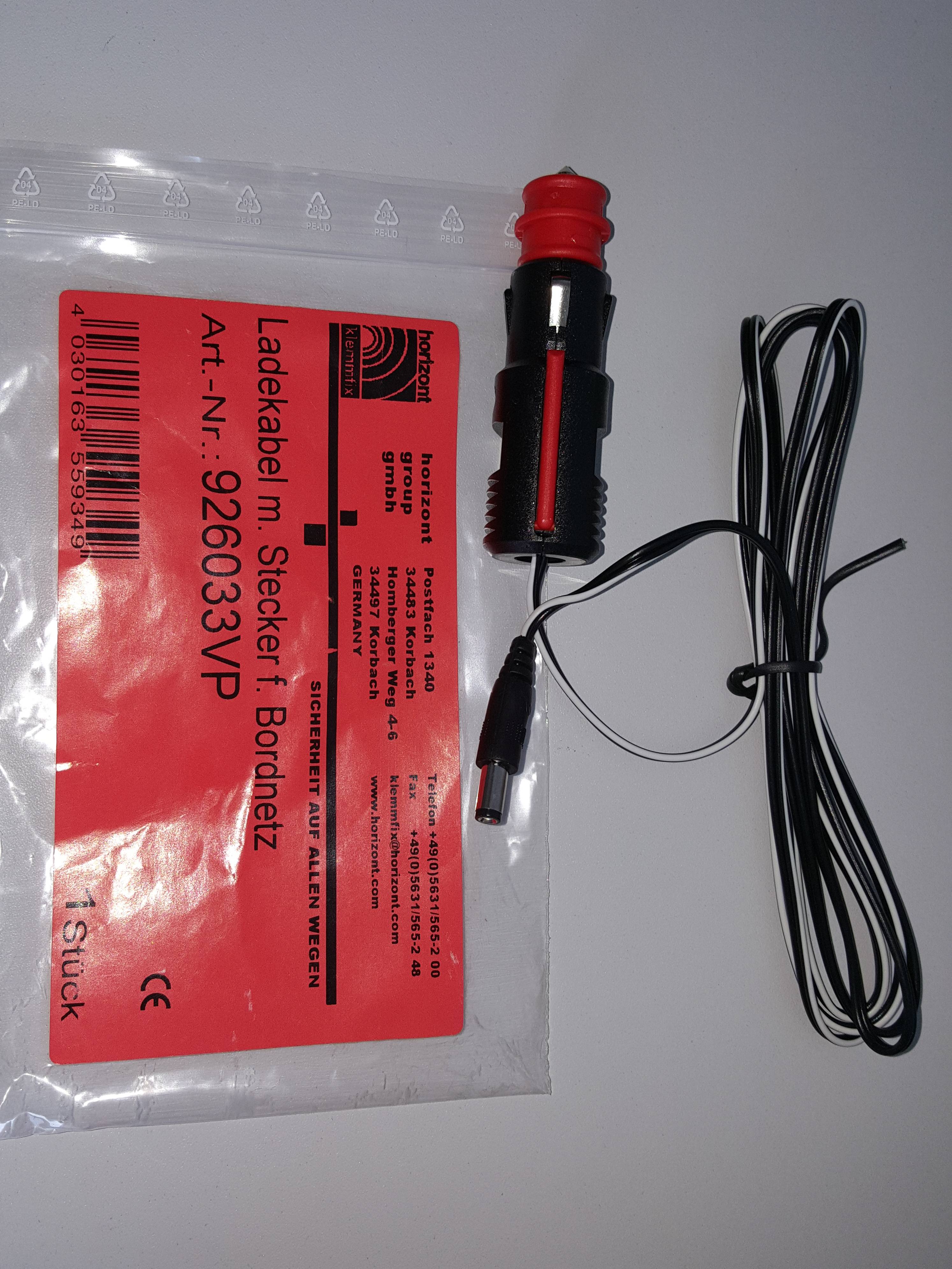 Zubehör Kfz-Ladekabel 12/24 Volt für Blitzleuchten, runder Anschlußstecker